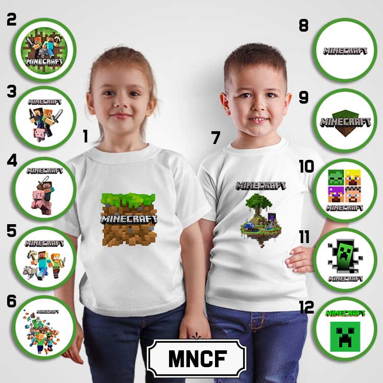 [KAOS ANAK] Minecraft oblong custom tshirt laki perempuan boy girl santai rumah nama katun cotton