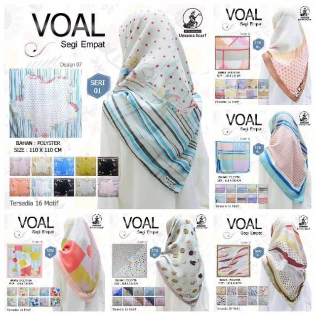 Jilbab segiempat motif umama