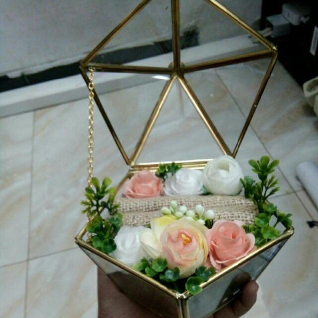 Ring Bearer Tempat Cincin Kaca Terarium Rustic