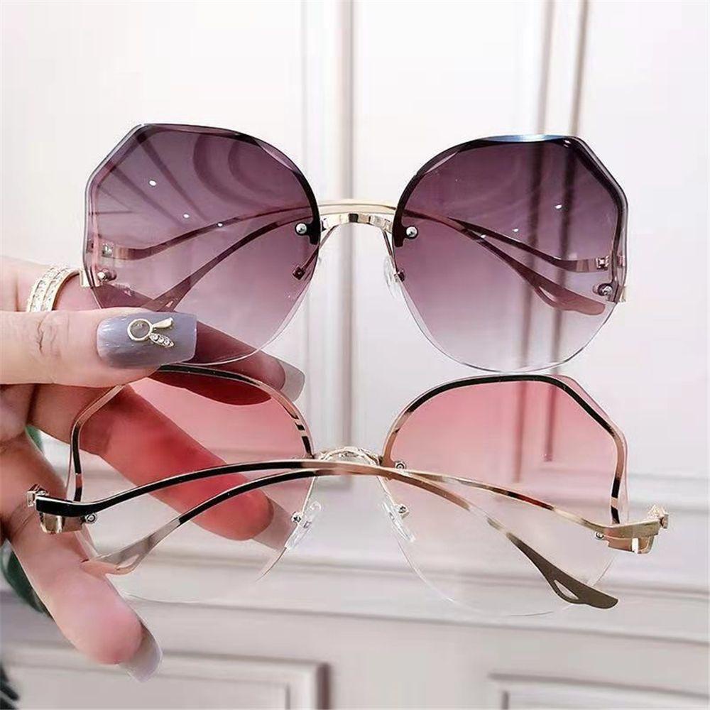 Lily Gradient Sunglasses Frameless Metal Curved Temples Eyewear Kacamata Matahari