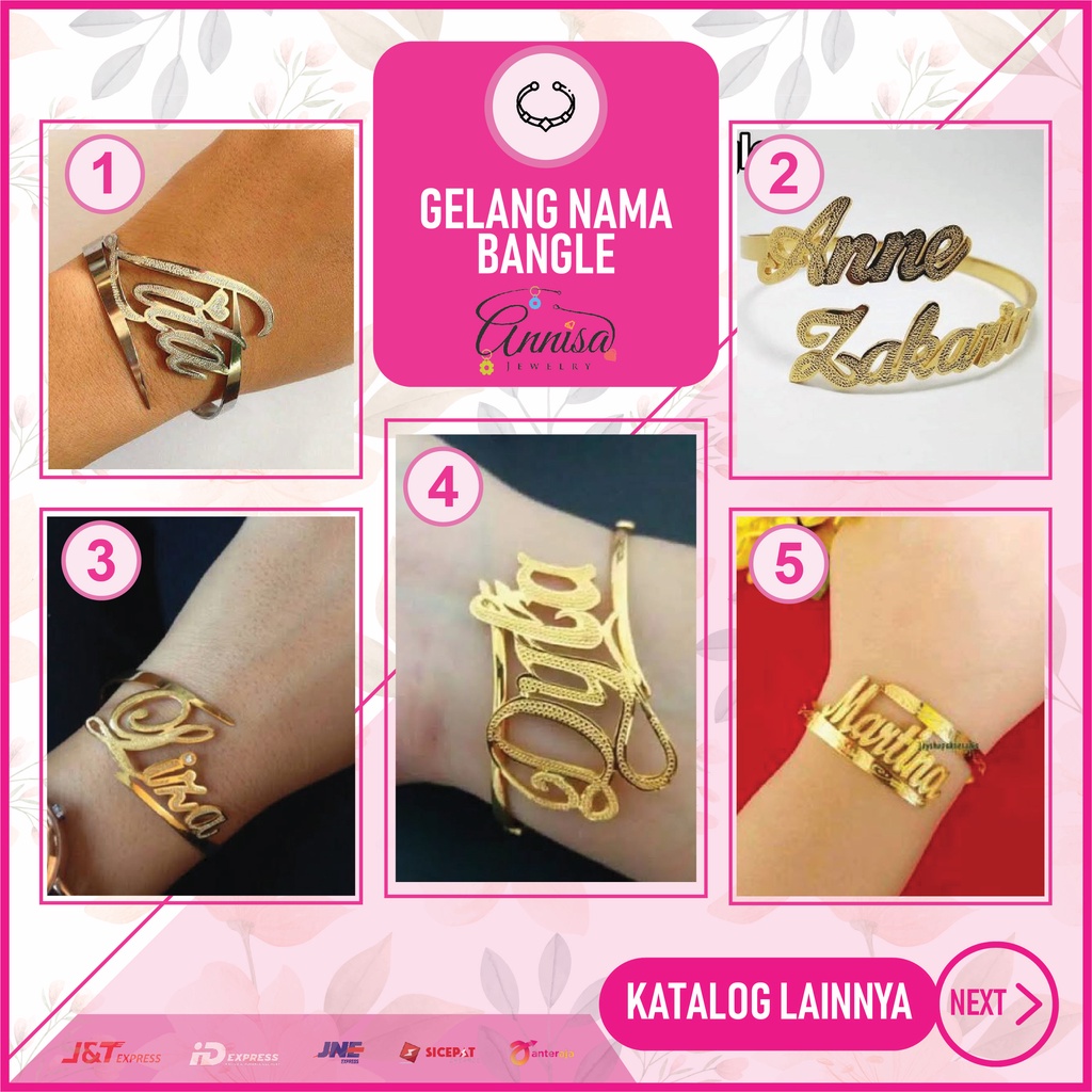 Gelang Nama Bangle Gold Grafir Uk.Standar