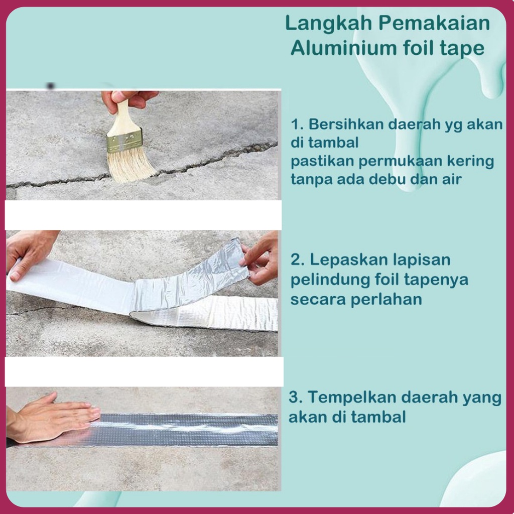 Lakban Anti Bocor Anti Air alumunium Foil Waterproof Tape 3cm 5cm 10 cm