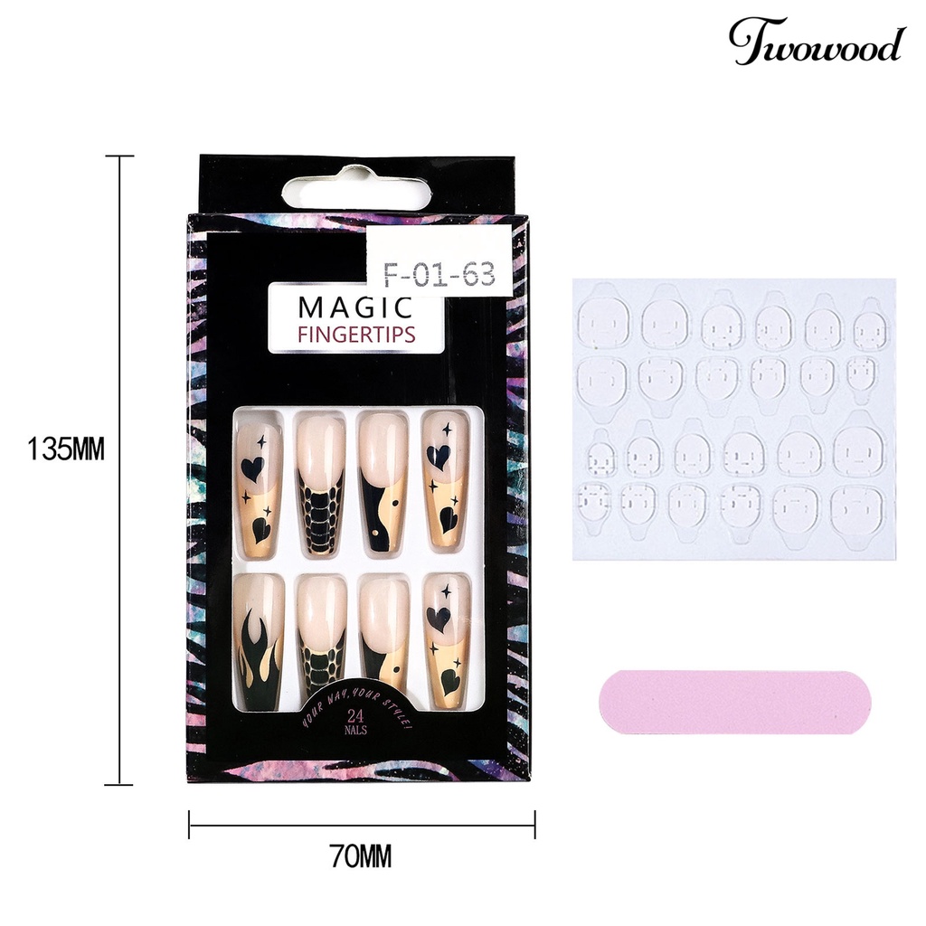 Twowood 24Pcs / Set Kuku Palsu Ultra Tipis Full Cover Untuk Manicure