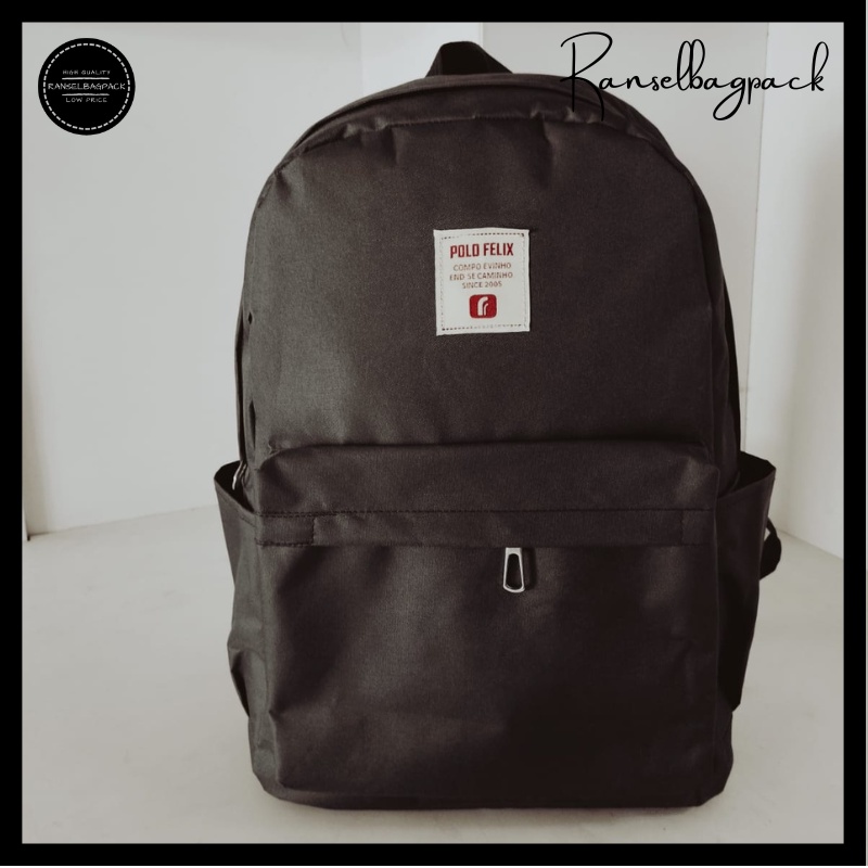 Tas Ransel Backpack Punggung Pria Wanita Sekolah Distro Polos Murah Terbaru Cewek Cowok Pria Wanita-cokelat Lebel
