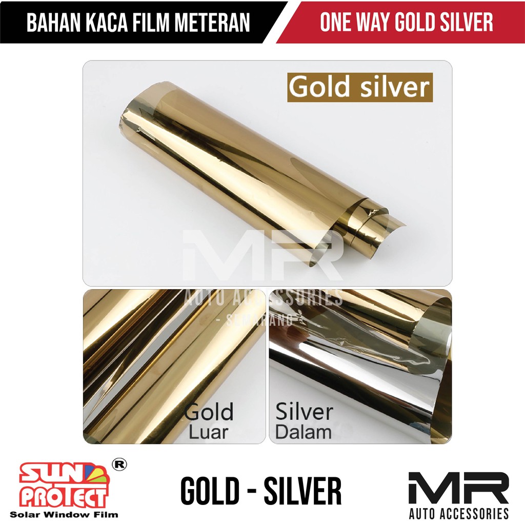 Kaca Film Sun Protect One Way Mirror / Silver - Gold - Biru - Coklat untuk Gedung / Rumah