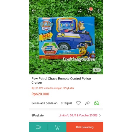 preloved paw patrol chase remote control police cruiser