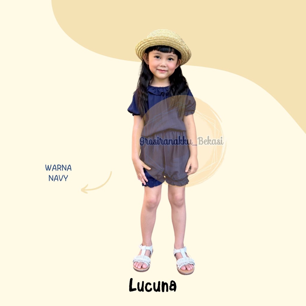 Setelan Anak Rayon Dahlia Lucuna  Warna Navy Size 1-5 Tahun