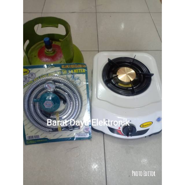 Paket Kompor Quantum &amp; Slang paket Regulator &amp; Tabung Gas Melon 3 kg isi full