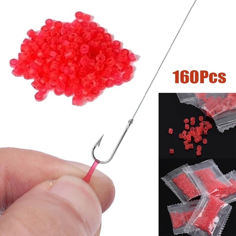 160pcs / Pak Umpan Pancing Cacing Merah Imitasi Bahan Karet Elastis