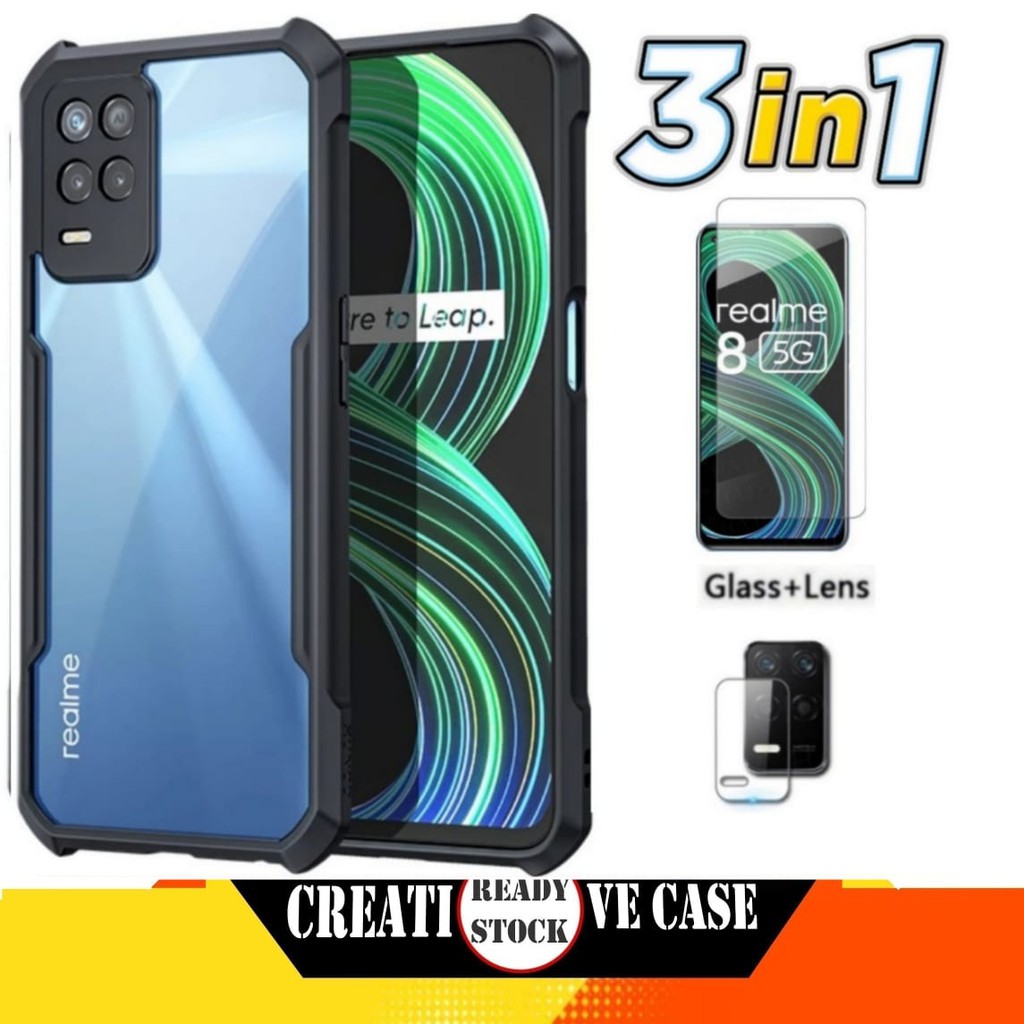 Case Realme 8 5G Shocprof Transparen +Tempered Glass Clear+Tg Camera