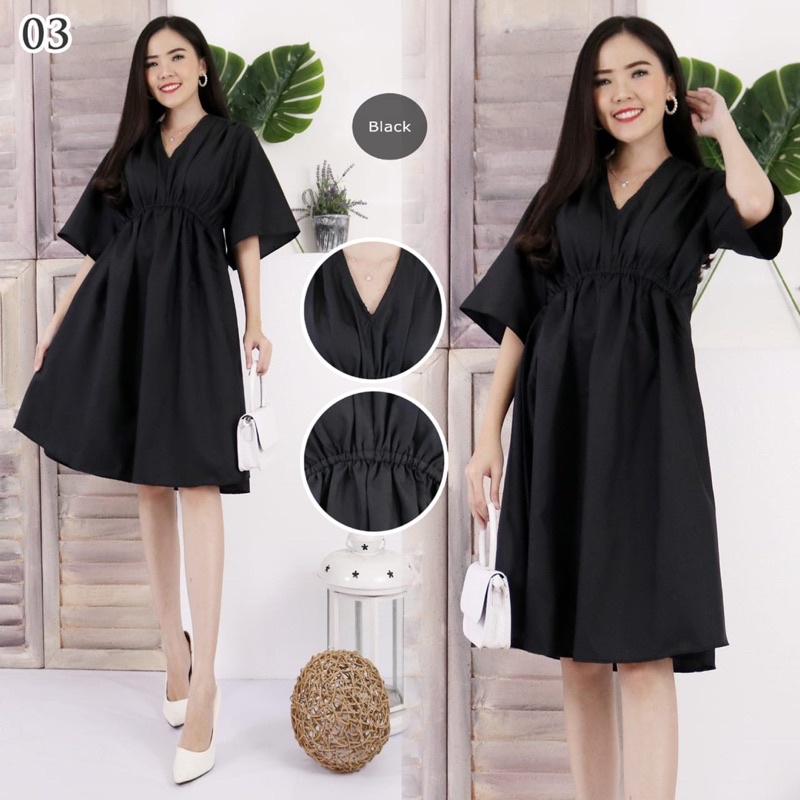 dress/tunik polos depan karet model korea