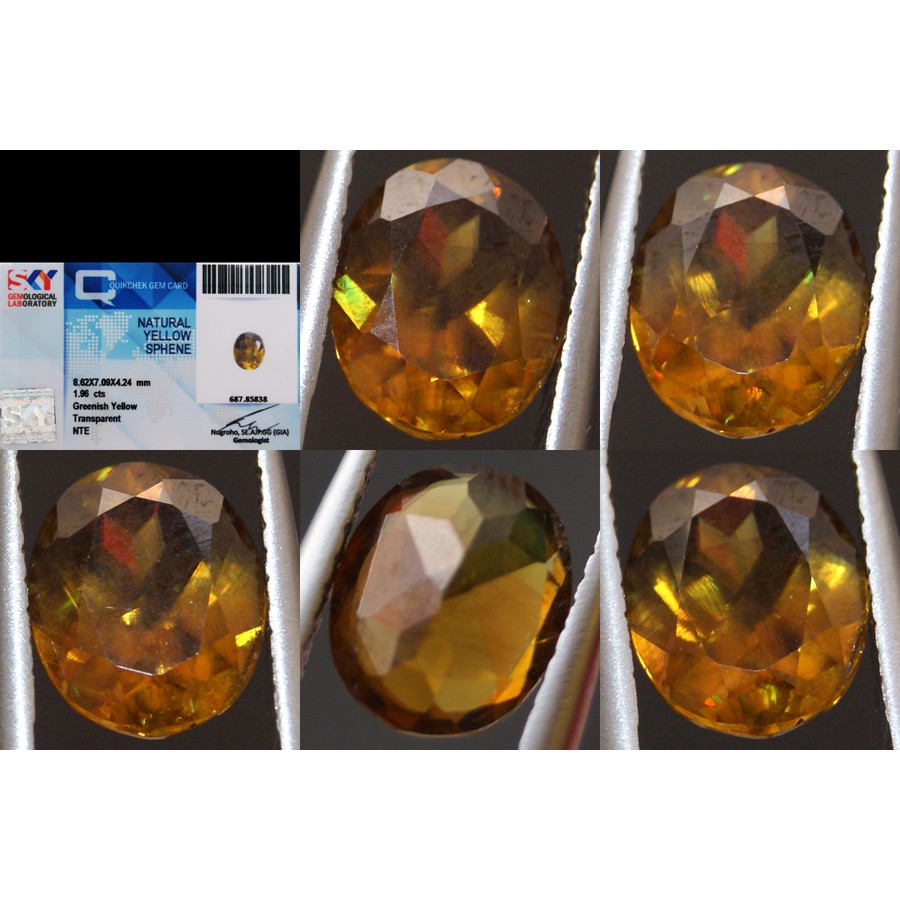 *RAINBOW SPARK* Natural Yellow Sphene 1.96ct + Memo (975)