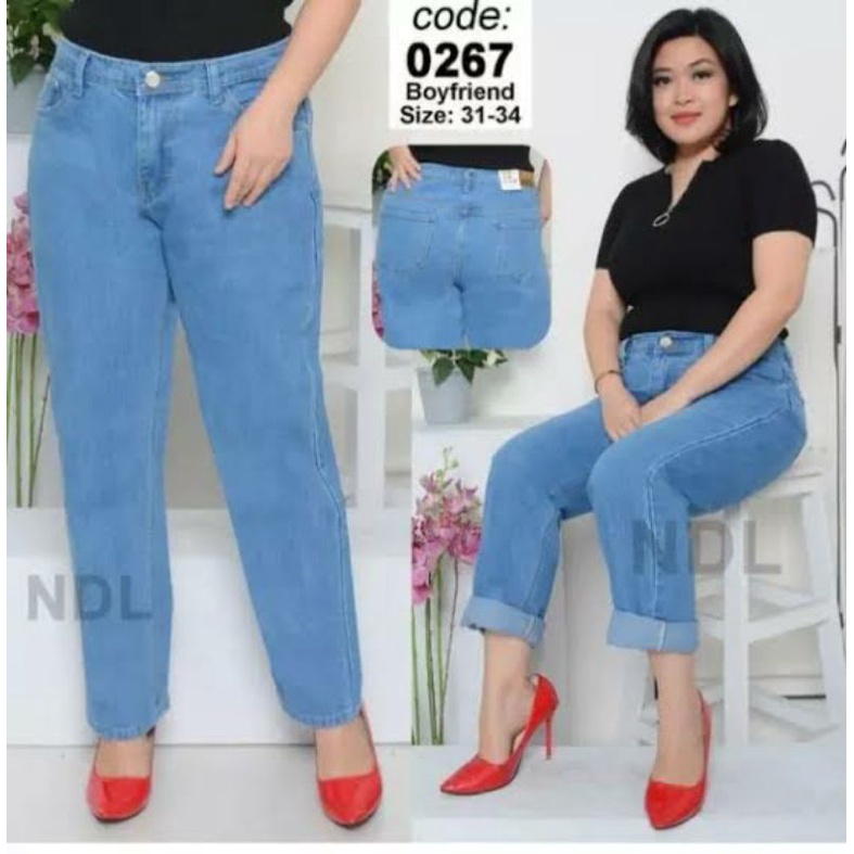 Celana jeans wanita boyfriend jumbo-celana panjang jeans wanita ukuran besar model boyfriend-celana 