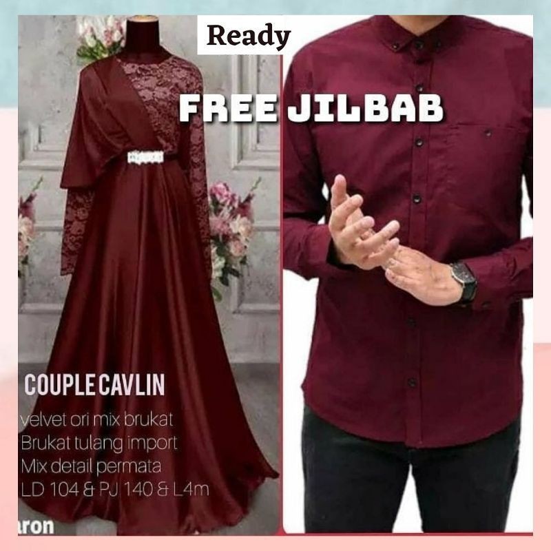 KEBAYA BATIK COUPLE BURKAT KONDANGAN WANITA TILE BRUKAT || Couple Cavlin (Free Hijab Set Couple)