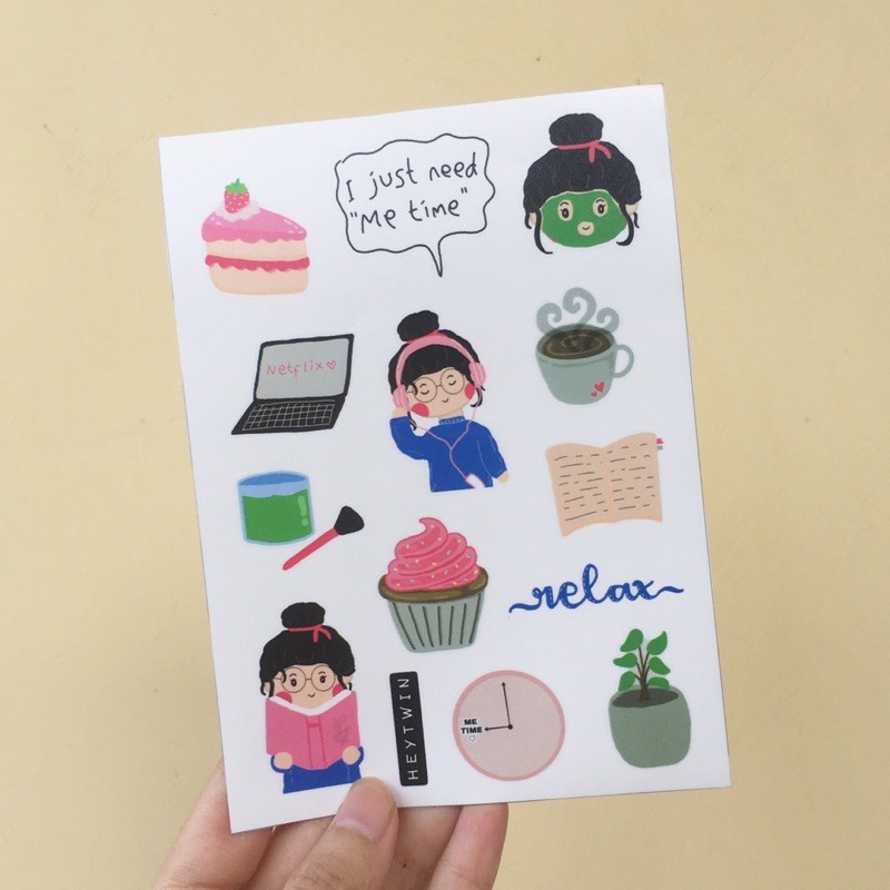 

sticker sheet me time bullet journal journaling bujo kit decoration korea hits kekinian heytwin