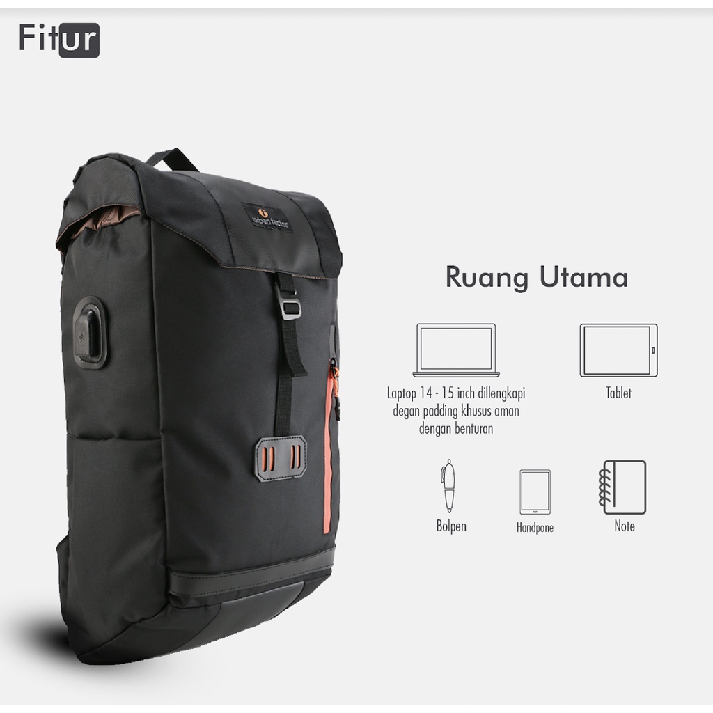 PICCOLO BLACK | MNM X URBAN | Tas Ransel Punggung Pria Tas Backpack ORIGINAL