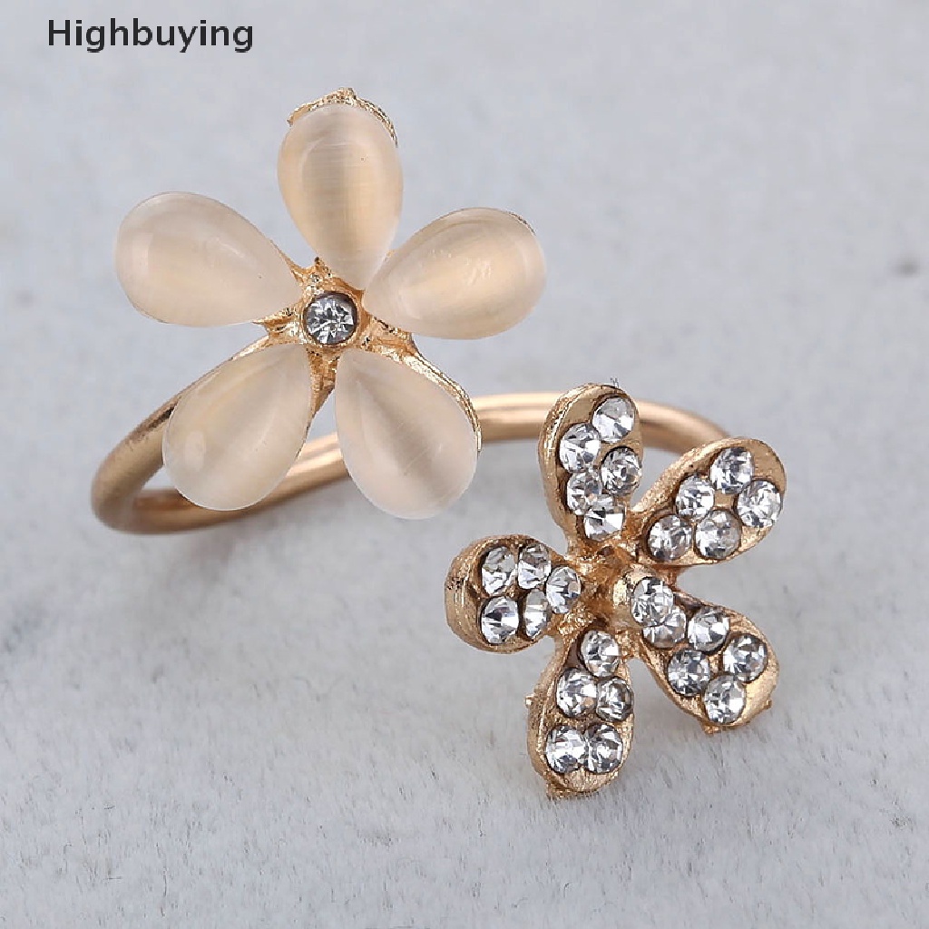 Hbid Cincin Emas Wanita Desain Bunga Aster Hias Kristal Berlian Imitasi Untuk Hadiah Glory