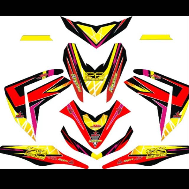 Decal stiker mio m3 red yellow bisa untuk semua motor