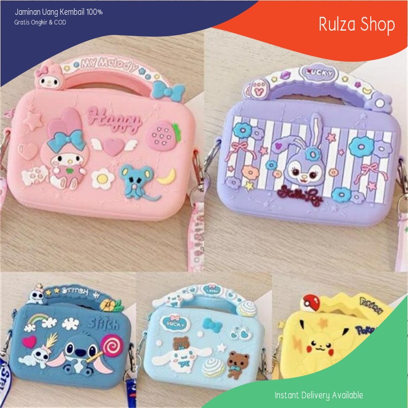 Dompet Koin Tas Selempang Mini Anak Laki Perempuan Import Rubber Jelly Silikon Karakter Satchel Kota