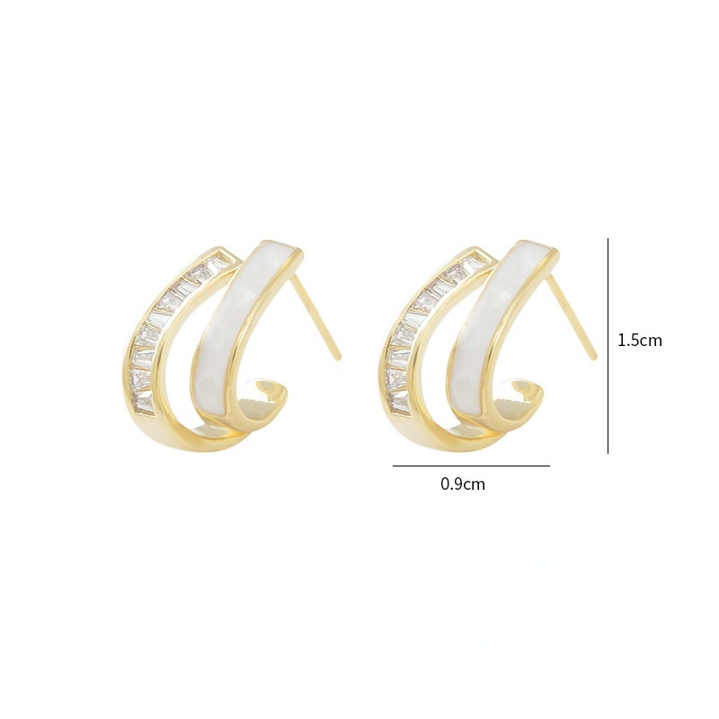 Anting Stud Silver Needle S925 Lapisan Ganda Gaya Korea Untuk Aksesoris Wanita