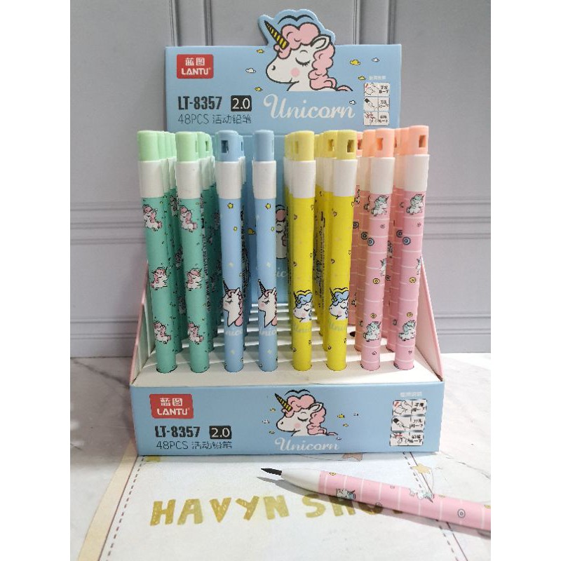 (12pc) pensil mekanik 2.0mm/pensil cetek/mechanic pencil/mek unicorn hrg per 4pcs-4