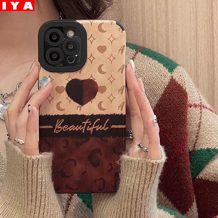 Case Pola Hati Warna Hitam Coklat Untuk OPPO A16 A5 2020 A74 F7 F9 Reno5 6 5G RealmeC35 5 C11 2021 Narzo50A A15 A54 A31 RealmeC21Y Reno 6Z A95 A94 A74 A3S A5S A7 A12 A53 A1K Reno5F Realm 8