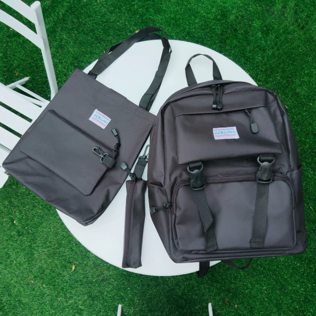 5.5  Sale AMANDA SET BAG 4 IN 1 / TAS SEKOLAH / TAS SATU SET / GOOD QWALITY-REAL BLACK