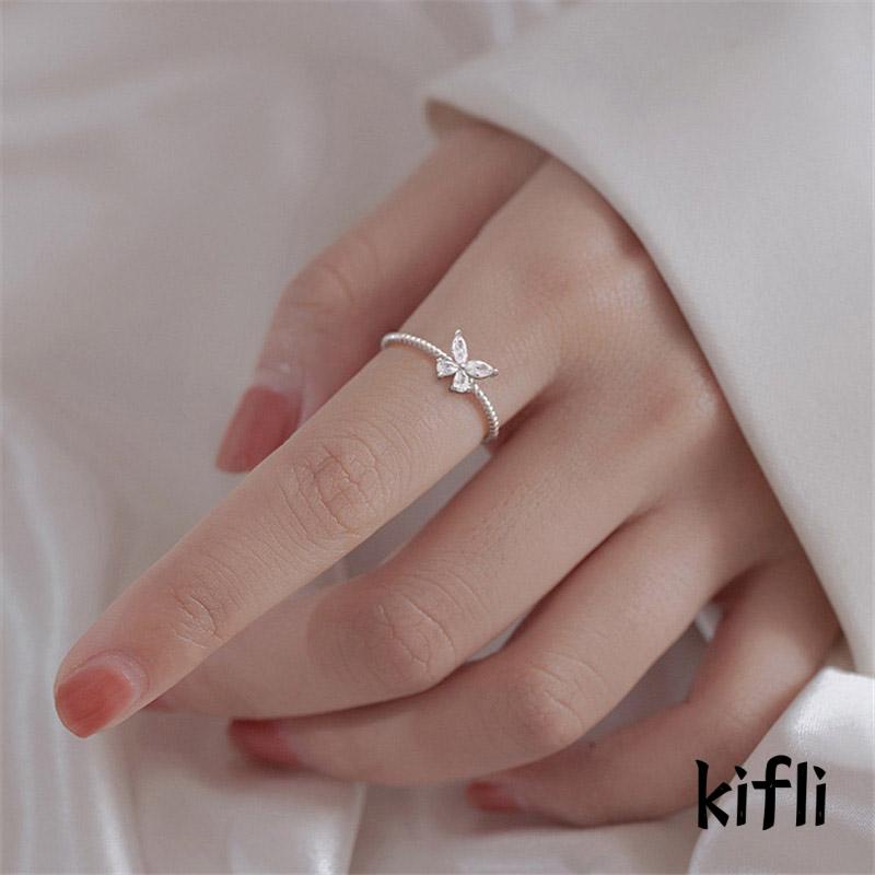 Cincin Model Terbuka,Desain Kupu-Kupu Aksen Berlian,Untuk Wanita