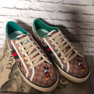 Sepatu Gucci 1977 GG Print Tennis x Disney Mickey Mouse