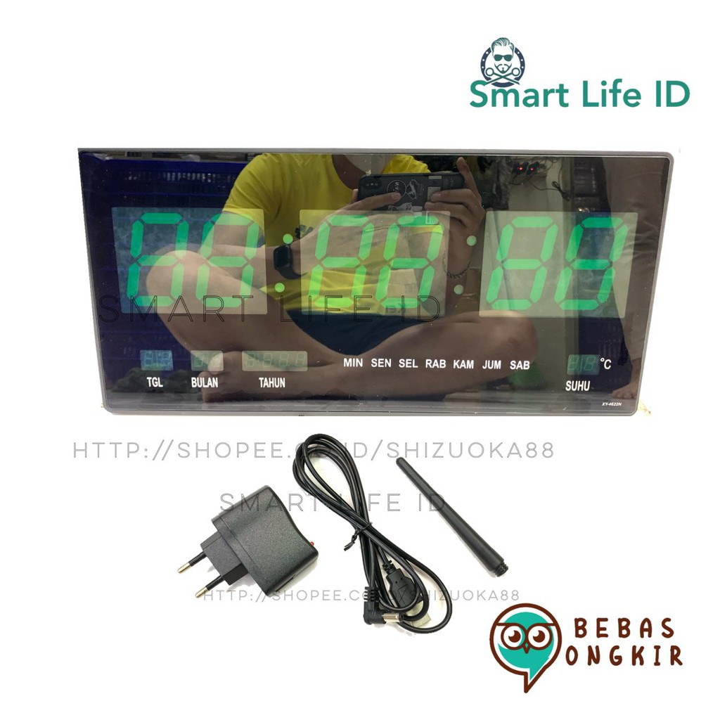 Jam Dinding LED Digital Clock Jam Meja Dekorasi Hiasan Dinding Rumah XY 4622 Hijau