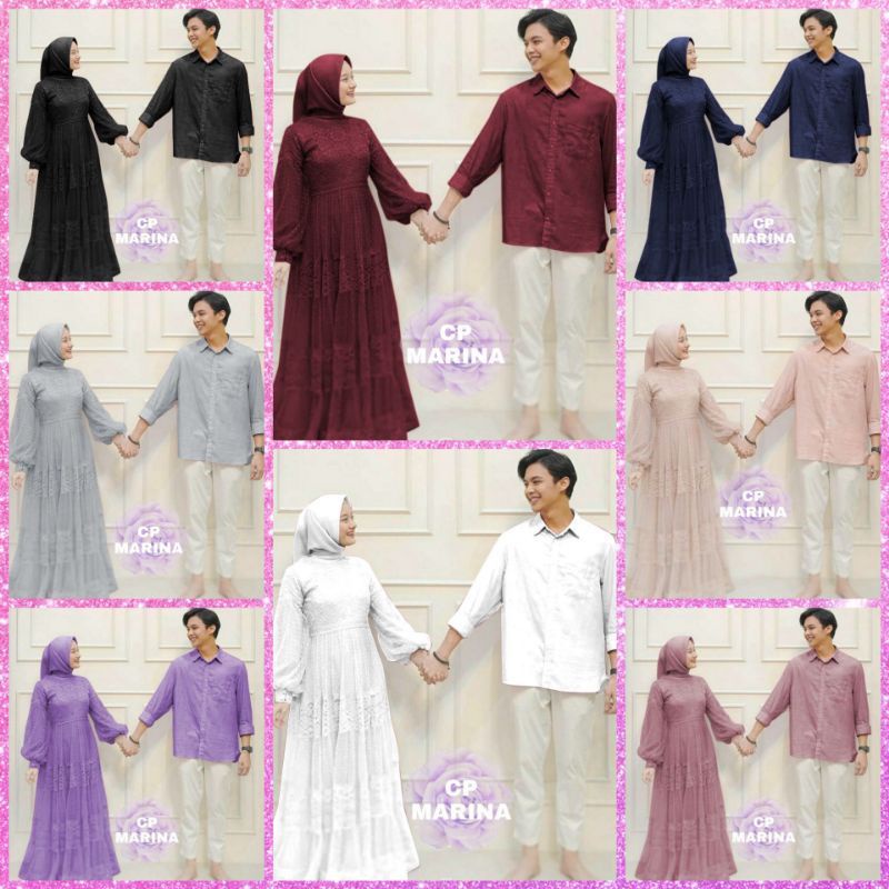 CP MARINA/COUPLE MARINA/BAJU COUPLE MUSLIM BRUKAT TILE DOT/BAJU KONDANGAN PASANGAN/BAJUKAPEL hasanah