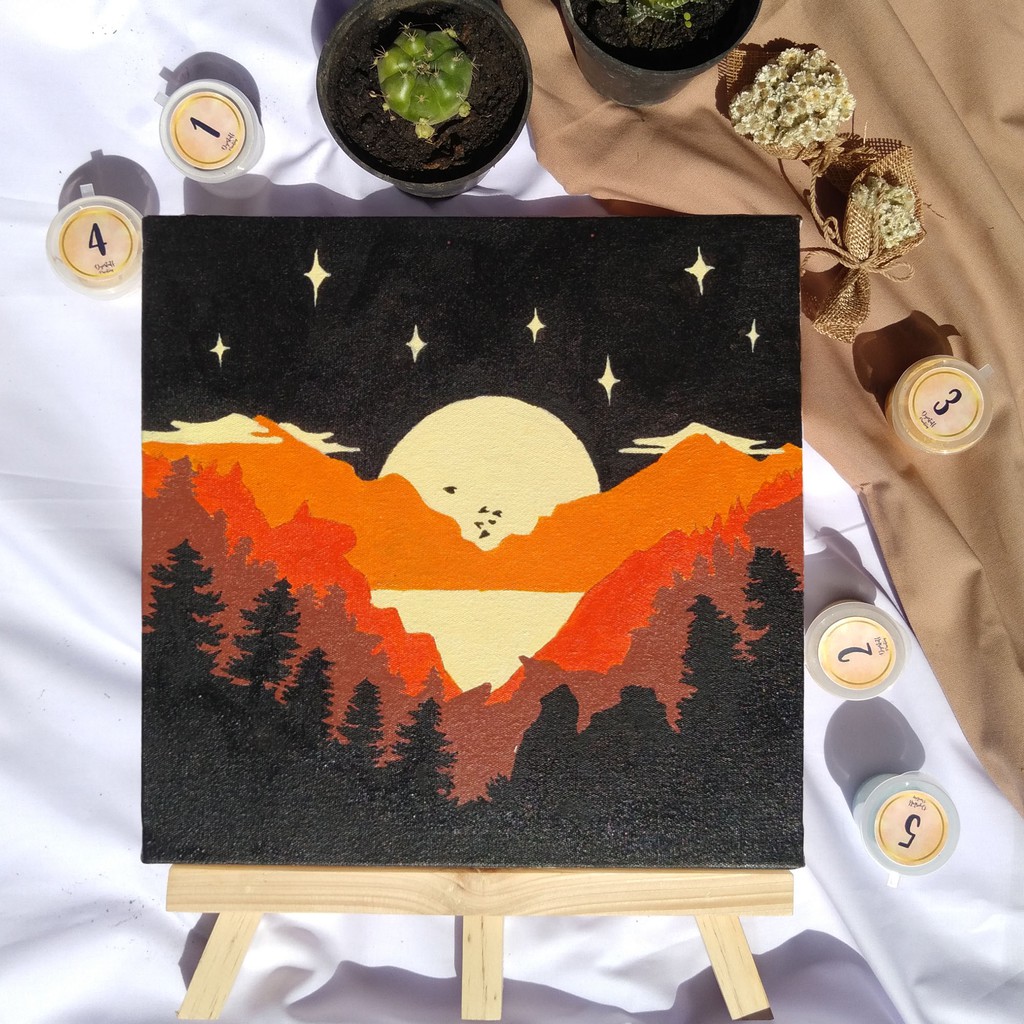 

Paint by Number - 7Sisters | Dyestuff Painting | Canvas 25x25cm Painting Set | 5 Finest Acrylic