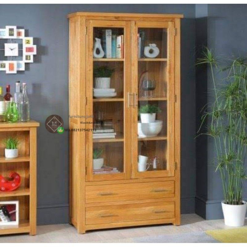 lemari hias rak buku rak serbaguna kayu jati jepara