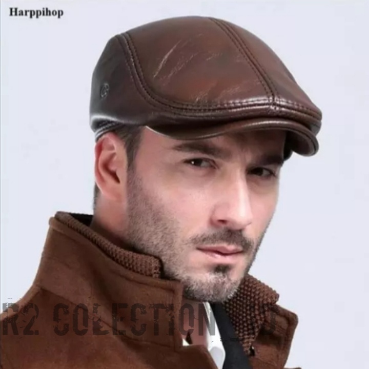 Terbaru Topi Pet Kulit Asli | pria | murah | casual | polos | sapi | branded | copet | pelukis | kod
