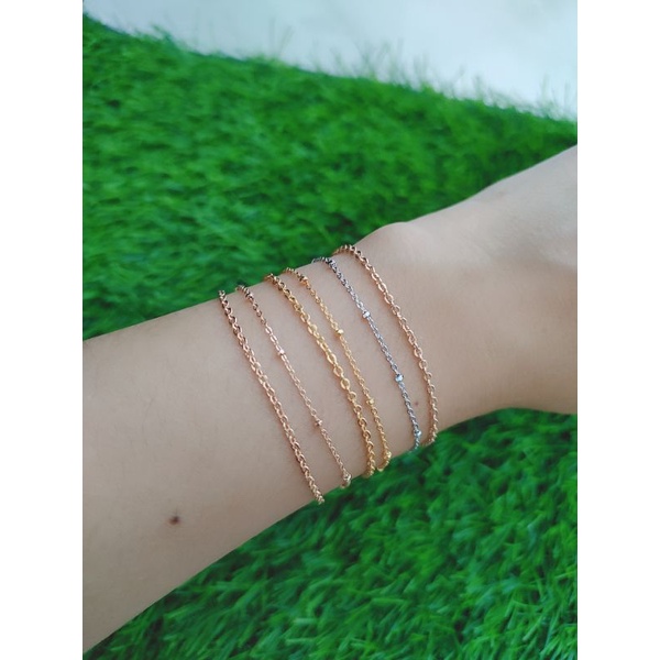 GELANG PERAK ASLI SILVER 925 LAPIS EMAS/GELANG TANGAN RANTAI JEDAR KOMBI NORI VENSY+1BEL/ASLI SILVER/FASHION WANITA