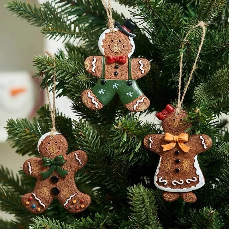 Ornamen Gantung Bentuk Gingerbread Man Bahan Resin Untuk Dekorasi Pohon Natal