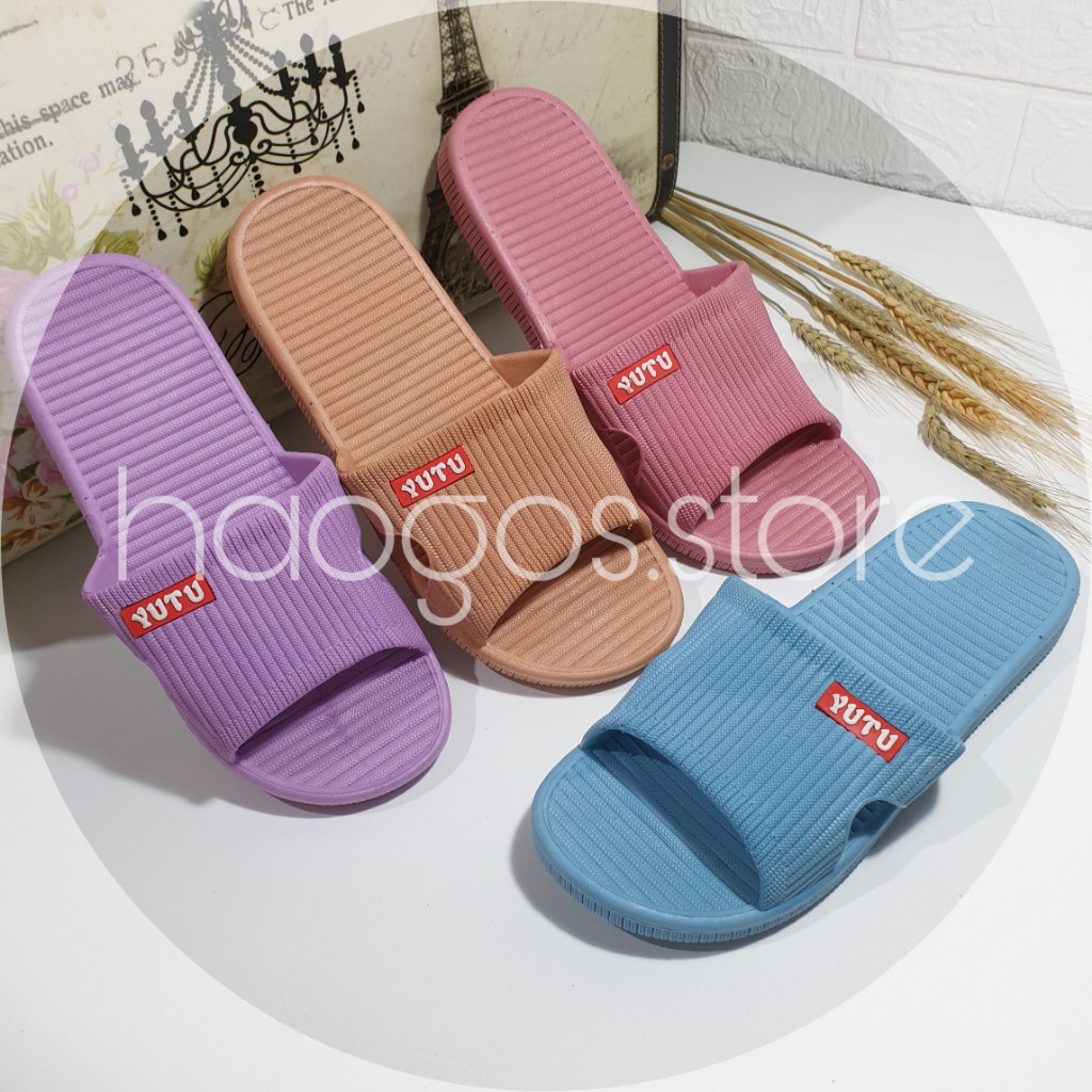 Sandal Rumah Sandal Hotel Wanita Motif Garis 1 Warna Simple Trendy 1604B 36-41