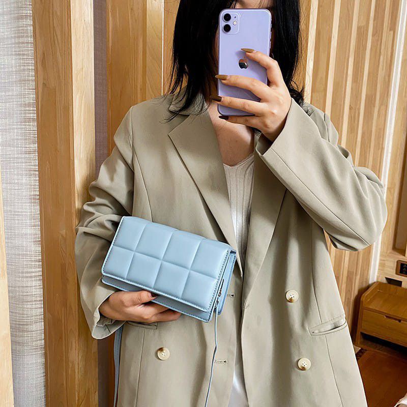 (peking dus)Tas wanita tas selempang kotak tas wanita tas selempang import batam/Tas kotak wanita/Tas kotak hitam/tas mini hp
