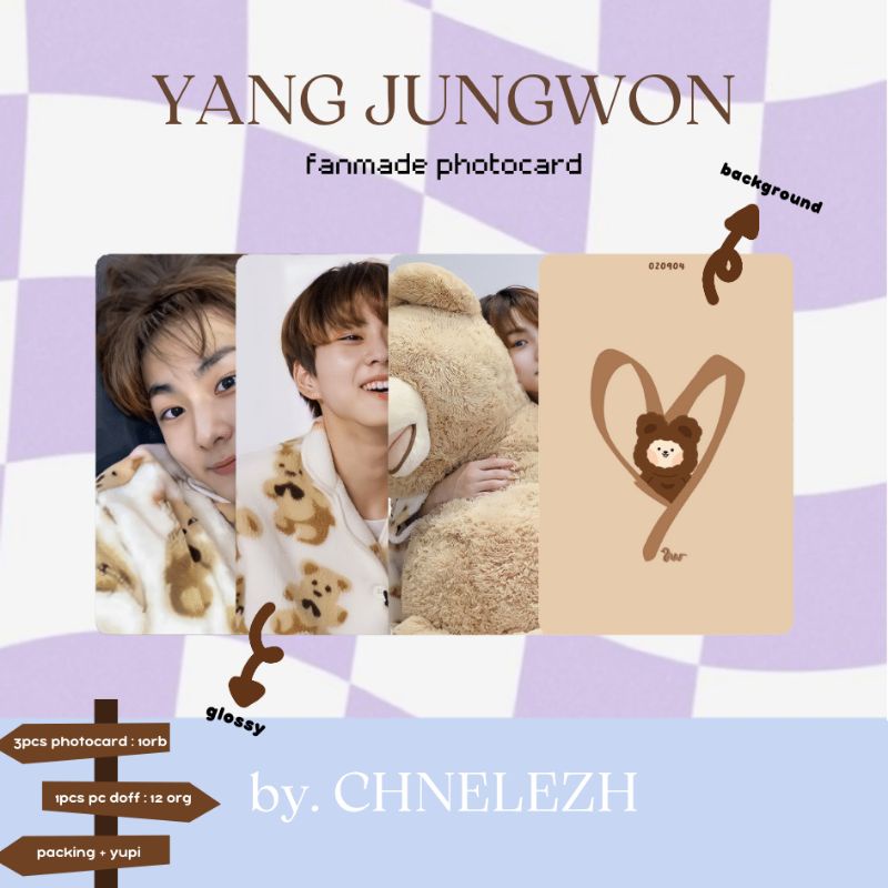 Photocard PC Fanmade Enhypen Yang Jungwon Teddy Bear Beruang by. Chnelezh