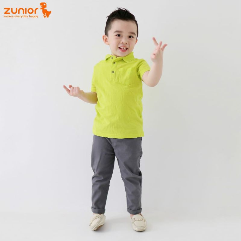 Celana Anak Chino Panjang Premium Zunior Abu-Abu Muda 1-12 Tahun