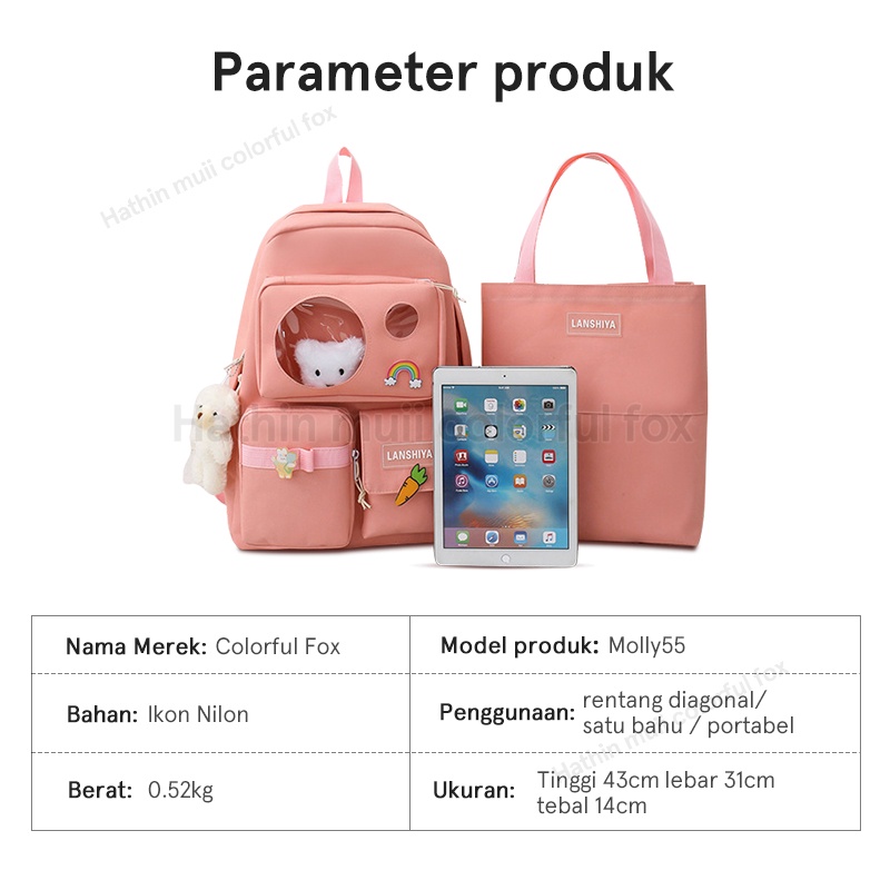 Tas Molly TAS RANSEL KOREA IMPORT TERBARU TAS RANSEL 5IN1 TERLARIS（2 boneka）