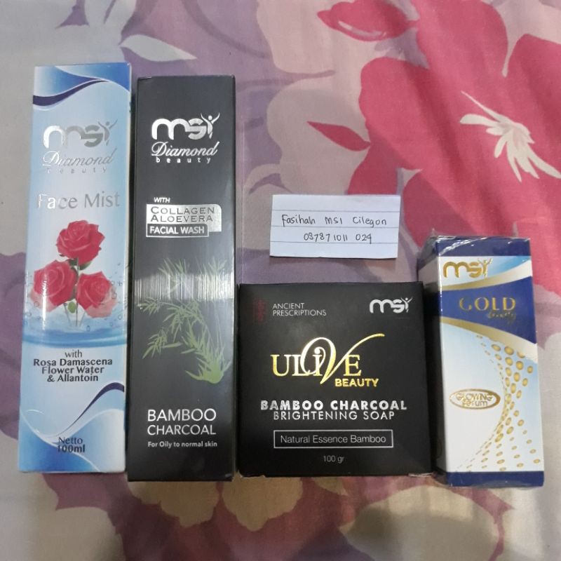 PAKET MSI Diamond Beauty (Face Mist, Bamboo Charcoal Batang/Cair, Gold Beauty Glowing Serum)