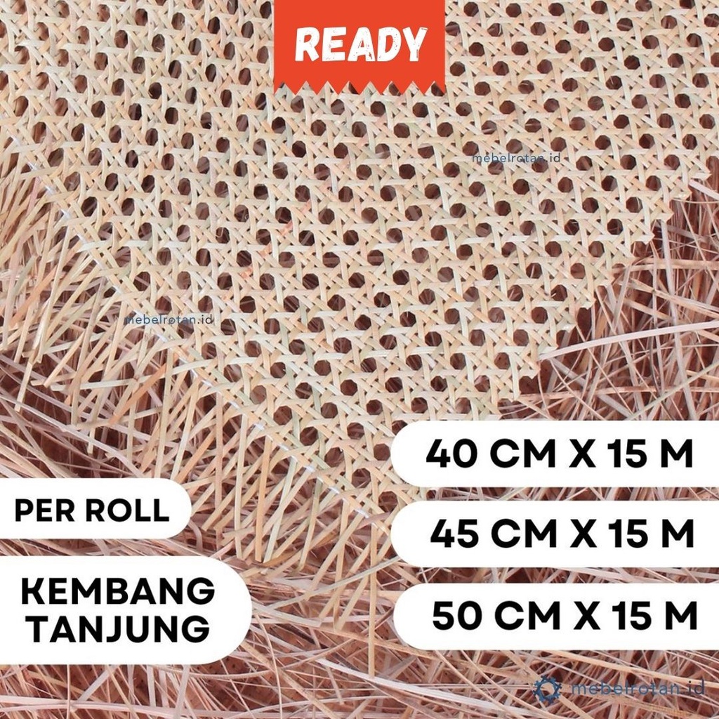 Anyaman Rotan Lembaran | Webbing Kembang Tanjung 40 45 50 cm| Per Roll