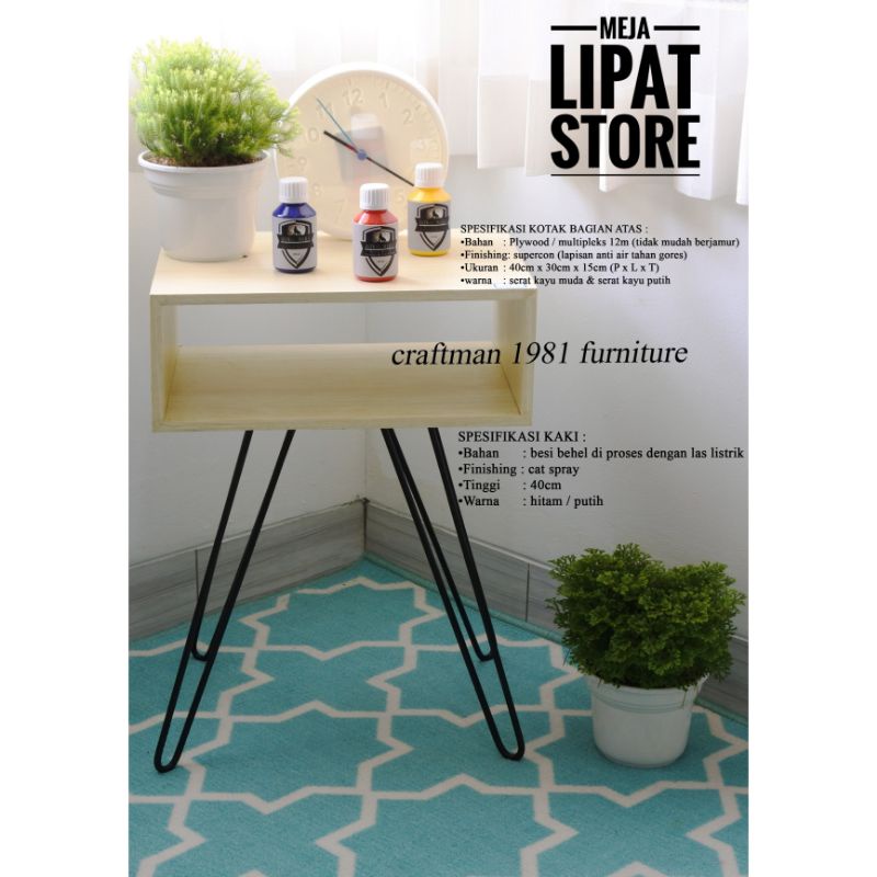 Nakas Meja Lampu Kaki Besi Buffet Bed Side Table / Meja Kamar Tidur / Meja Kasur / Meja Sudut  Hairp