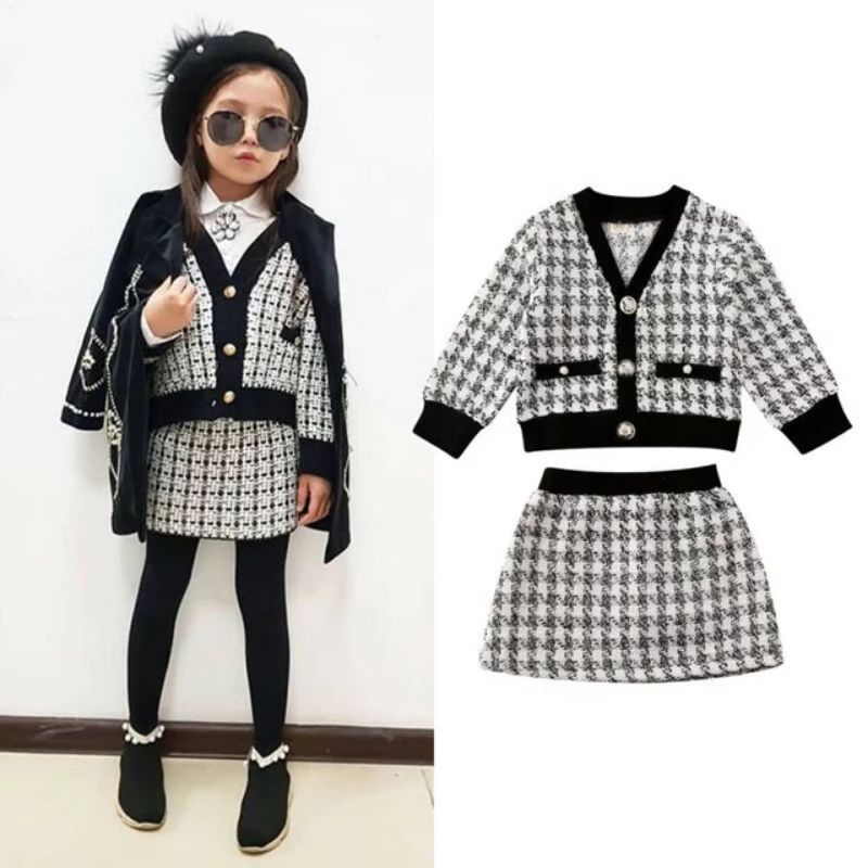 SENSA GIRL SET/SETELAN ANAK PEREMPUAN IMPORT/ROK PENDEK ANAK/BAJU BLAZER LENGAN PANJANG/SETELAN ANAK