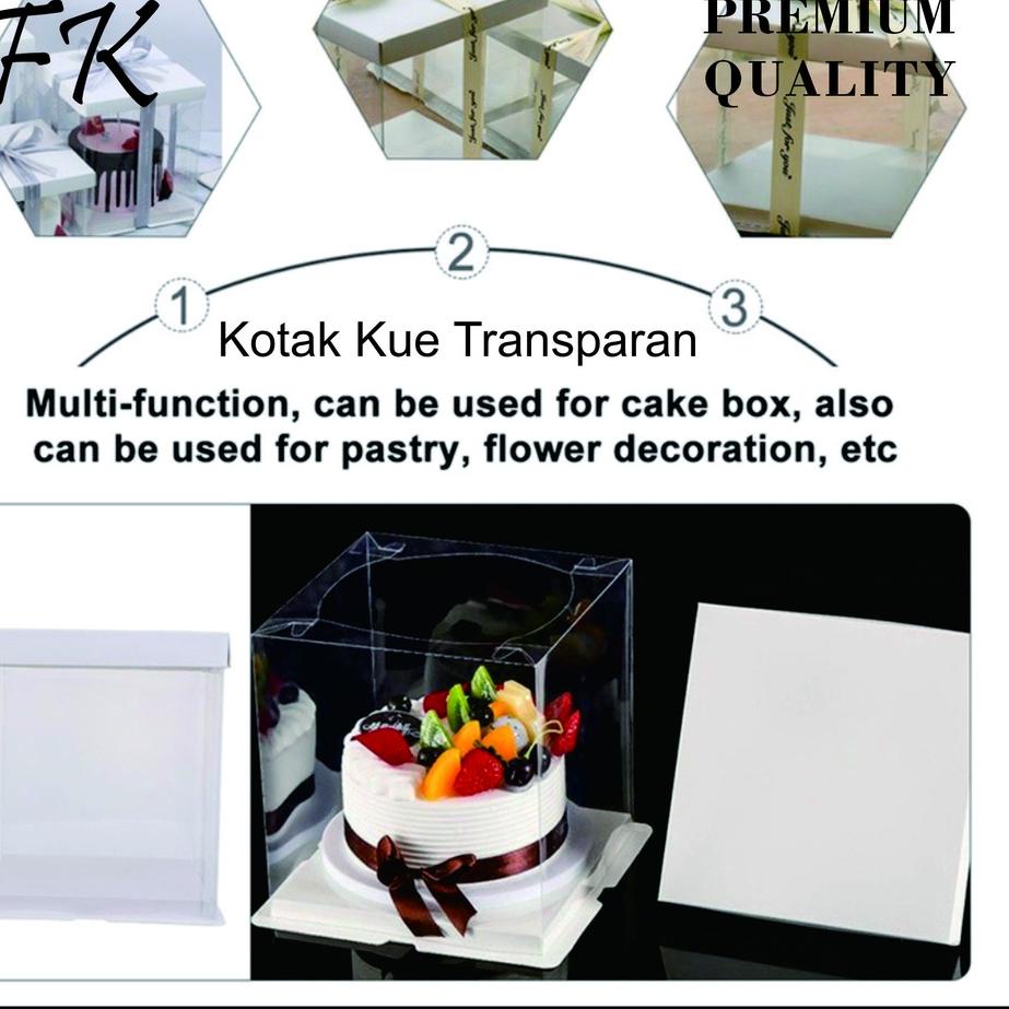 

kotak kue transparan, Mika Kue Kotak, kotak kue mika, cake box mika, dus kue transparan uk 22 cm