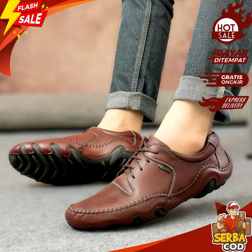 LNG 515 - COD - Sepatu Pria Oxford Sole Tanam Gurita 4 Holes Kulit Handmade Original Cibaduyut West 
