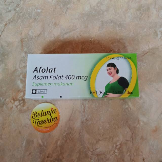 1 Box (100 tablet) Afolat Asam Folat Promil 400mcg - Vitamin Program Hamil dan Menyusui