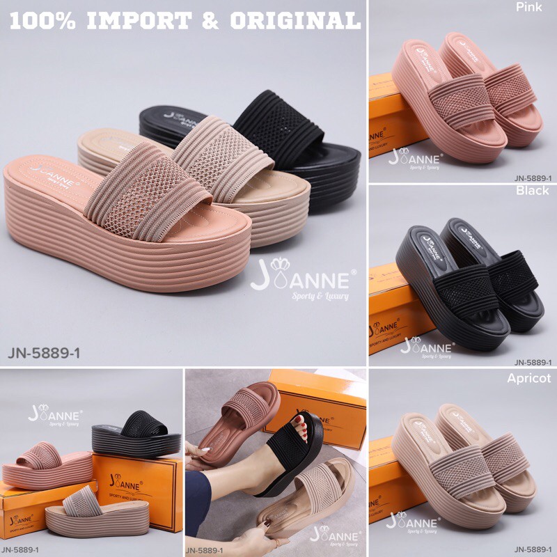 RESTOCK!! [ORIGINAL] JOANNE Wedges Sandals Sepatu Wanita #JN-5889-1 (POLOS)