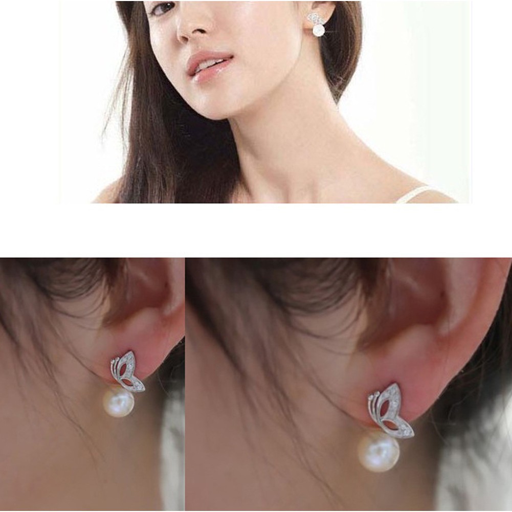 Fancyqube Anting Tusuk Mutiara Model Kupu-Kupu